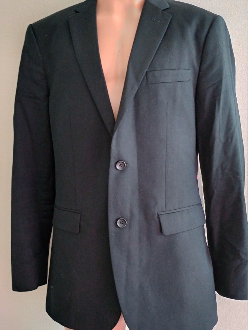 Classic Black Men's Blazer  Tailored Two-Button Jacket Banana Republic 100% Wool